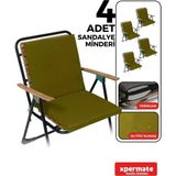 Maison Luré 4’lü Arkalıklı Sandalye Minderi Yıkanabilir Fermuarlı Bağcıklı 40X40 Yeşil - Siyah - Seçenek 1