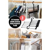 Maison Luré 5'li Dolap Askısı 3 Adet Pantolon Tutucu Askı Organizer Askılık - Seçenek 1 - Siyah