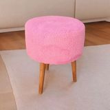 Maison Luré Ahşap Gürgen Ayaklı Pembe Yuvarlak Puf Bench Koltuk Sandalye - Seçenek 1 - Siyah