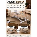 Maison Luré Akıllı Sehpa Mdf Oval Köşe Beyaz Renk Orta Sehpa - Seçenek 1
