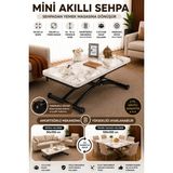 Maison Luré Akıllı Sehpa Mini Juppo Mdf Beyaz Mermer D Oval Köşe Siyah Orta Sehpa - Seçenek 1
