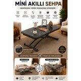 Maison Luré Akıllı Sehpa Mini Juppo Mdf Siyah Mermer D Oval Köşe Orta Sehpa - Seçenek 1