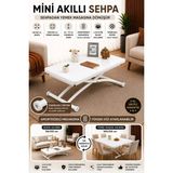 Maison Luré Akıllı Sehpa Mini Üst Tabla Mdf Beyaz Oval Alt Ayak Beyaz Orta Sehpa - Seçenek 1