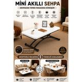 Maison Luré Akıllı Sehpa Mini Üst Tabla Mdf Beyaz Oval Alt Ayak Siyah Orta Sehpa - Seçenek 1