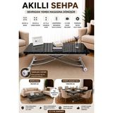 Maison Luré Akıllı Sehpa Üst Tabla Mdf Siyah Mermer Oval Köşe Alt Krom Kaplama Orta Sehpa - Seçenek 1