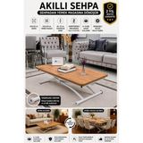 Maison Luré Akıllı Sehpa Üst Tabla Oval Köşe Alt Ayak Beyaz Orta Sehpa - Seçenek 1