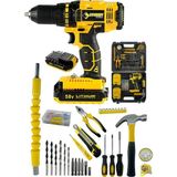 Maison Luré Akülü Vidalama 58V 8AH Lion Çift Akülü Turbo Şarjlı Matkap 99 Parça Seti