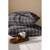 Maison Luré Antrasit Kare Desenli Pamuklu Ranforce Fermuarlı Yastık Kılıfı 50X70 cm - Siyah