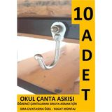 Maison Luré Askılık Okul Çanta Askısı 10 Adet Kanca Çengel Duvar Sıra Demir Askı Raf Öğrenci