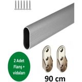 Maison Luré Askılık Oval Alüminyum 0-3m Dolap Içi Askı Borusu 2 Adet Plastik Flanş ve Vidaları