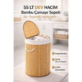 Maison Luré Bambu Katlanabilir Kirli Sepeti - 55 Lt Büyük Boy ve Doğal Tasarım Çamaşır Sepeti