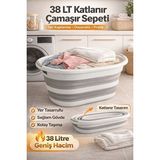 Maison Luré Büyük Boy Katlanabilir 38 Lt Çamaşır Sepeti ile Yer Tasarrufu - Seçenek 1 - Siyah