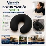 Maison Luré Büyük Seyahat Yastığı Vısco 32*29*12 cm Çantalı Yastık - 10 cm - Siyah