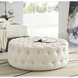 Maison Luré Chester 80CM Kapitoneli Yuvarlak Oval Puf Orta Sehpa Puf & Bench - Seçenek 1 - Siyah