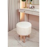 Maison Luré Dekoratif Ahşap Ayaklı Puf Tabure Oturma ve Ayak Uzatma Pufu Krem 40X36 cm Puf & Bench - Seçenek 1 - Siyah