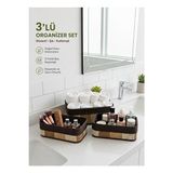 Maison Luré Hasır Sepetli Çok Amaçlı Makyaj ve Banyo Organizeri - 3'lü Set Makyaj & Takı Organizeri