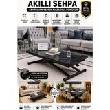 Maison Luré Home Üst Tabla Mdf Siyah Mermer Oval Köşe Alt Mekanizma Siyah Renk Orta Sehpa - Seçenek 1