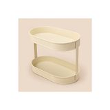 Maison Luré Krem Renkli 2 Katlı Oval Makyaj ve Takı Organizeri - 32,5X19 cm Makyaj & Takı Organizeri