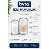Maison Luré Kristal Ikili Pamukluk ve Kulak Çubuğu Saklama Kutusu Makyaj & Takı Organizeri