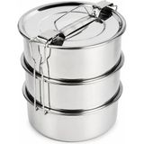 Maison Luré Krm Çelik 3lü Metal Sefer Tası Taşıma Kulp=bağlama Kancalı (5047) Krm Saklama Kabı - Siyah - Seçenek 1