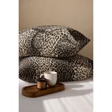 Maison Luré Leopar Desenli Pamuklu Ranforce Kumaş Fermuarlı Yastık Kılıfı 50X70 cm - Siyah