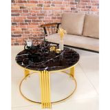 Maison Luré Lioon Art Piano Siyah Mermer Cam Gold Orta Sehpa Zigon - Seçenek 1