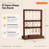 Maison Luré Makyaj & Takı Organizeri Ahşap Masaüstü Takı Standı Metal Kancalı Organizer, Şık ve Kullanışlı