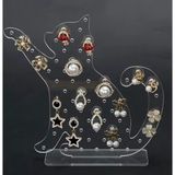 Maison Luré Makyaj & Takı Organizeri Şeffaf Pleksi Kedi Figürlü Takı Küpe Standı, Lazer Kesim Organizer