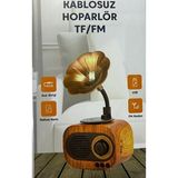 Maison Luré Mini Gramofon Görünümlü Retro Bluetooth Hoparlör, Yüksek Sesli Nostaljik Radyo