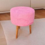 Maison Luré Puf & Bench Ahşap Gürgen Ayaklı Pembe Yuvarlak Puf Bench Koltuk Sandalye