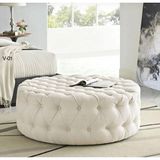 Maison Luré Puf & Bench Chester 80CM Kapitoneli Yuvarlak Oval Puf Orta Sehpa