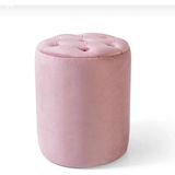 Maison Luré Puf & Bench Pudra Pembe Kadife Puf Makyaj Masası Pufu Dekoratif Oturma Pufu - Pudra - Pembe