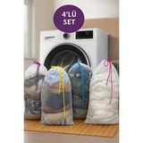 Maison Luré Renkli Ipli Çamaşır Yıkama Filesi, 4'lü Set ve Pratik Kullanım Çamaşır Sepeti