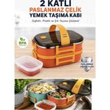 Maison Luré Saklama Kabı 2 Katlı Paslanmaz Çelik Yemek Taşıma Kabı 20X13X10 cm
