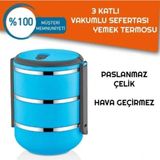 Maison Luré Sefer Tası Yemek Termosu Saklama Kabı 3lü Çelik - Siyah - Seçenek 1