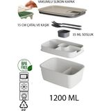 Maison Luré Silikon Kapak Vakumlu Kaşık Çatallı Sosluklu Bölmeli Beslenme Çantası-2 Kat Saklama Kabı - Siyah - Seçenek 1