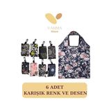 Maison Luré Suya Dayanıklı, Leke Tutmaz 6'lı Alışveriş Torbası Seti, Dayanıklı ve Prati Pazar Arabası & Çantası