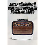 Maison Luré Vintage Tarzda Ahşap Görünümlü Bluetooth Hoparlör ve Radyo, Işıklı Tasarım Nostaljik Radyo