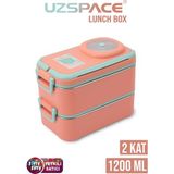 Maison Luré Yemek Kabı 1200 ml Iki Kat Dört Bölme Paslanmaz Çelik Lunch Box Sefer Tası