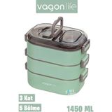 Maison Luré Yemek Kabı 1450 ml 3 Kat Çelik Bento Lunch Box Sefer Tası