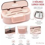 Maison Luré Yemek Kabı 2 Bölmeli Lunch Box Beslenme Kutusu – 304 Paslanmaz Çelik Hazne, Hava Tahli