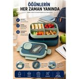 Maison Luré Yemek Kabı Bölmeli Beslenme Kabı Çatal Kaşık Sos Hazneli 4 Tarafı Kilitli