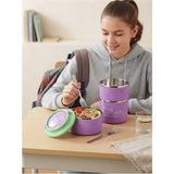 Maison Luré Yemek Kabı Paslanmaz Çelik 3 Katlı Lunch Box 660+400+400ML Sefer Tası Yemek Kutusu