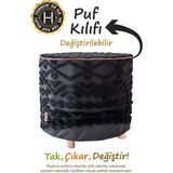 Maison Luré Yıkanabilir Puf Tabure Kılıfı Tak-Çıkar-Değiştir-Yenile Orta Sehpa Kılıfı S Puf & Bench - Seçenek 1 - Siyah