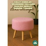 Maison Luré Yuvarlak Ayak Uzatma Pufu Gürgen Ayaklı Pembe Puf Koltuk Puf & Bench - Seçenek 1 - Siyah