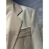 Maison MeDa Kadın Krem Keten Tüvit Mix Blazer Ceket - 0-Krem - S - M