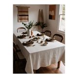 MAISON NAKSHATRA Natural %100 Keten Masa Örtüsü - Nişan, Baby Shower, Doğum Günü Özel Gün Organizasyon Vintage Örtü