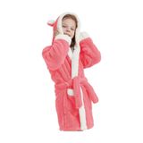Maisonart Bunny Kapşonlu Unisex Wellsoft Çocuk Peluş Sabahlık Bornoz Pembe 4-5 Yaş Pembe