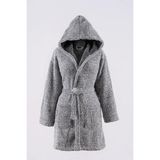 MaisonArt Plain Kapşonlu Unisex Wellsoft Peluş Sabahlık | Bornoz - S - M - Gri