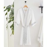 Maısonette Subtle Stıtch Bornoz - Beyaz - Lacivert